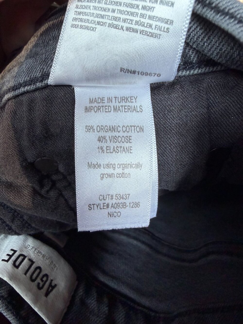AGOLDE Nico High Rise Slim Jeans Washed Black Size 31 Organic Cotton - Picture 8 of 11